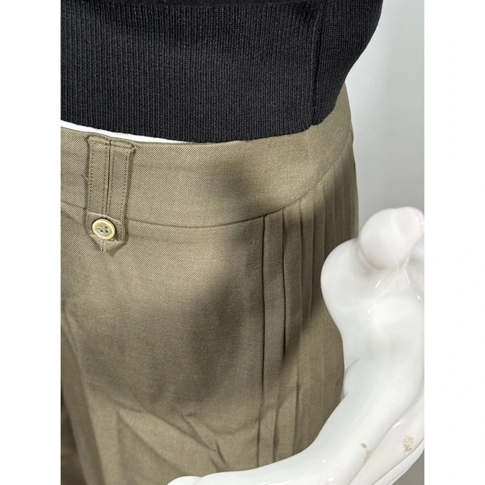 Commense Wide Leg Pleated ArmyGreen Trousers High Waist Palazzo Pants size S - Picture 11 of 15